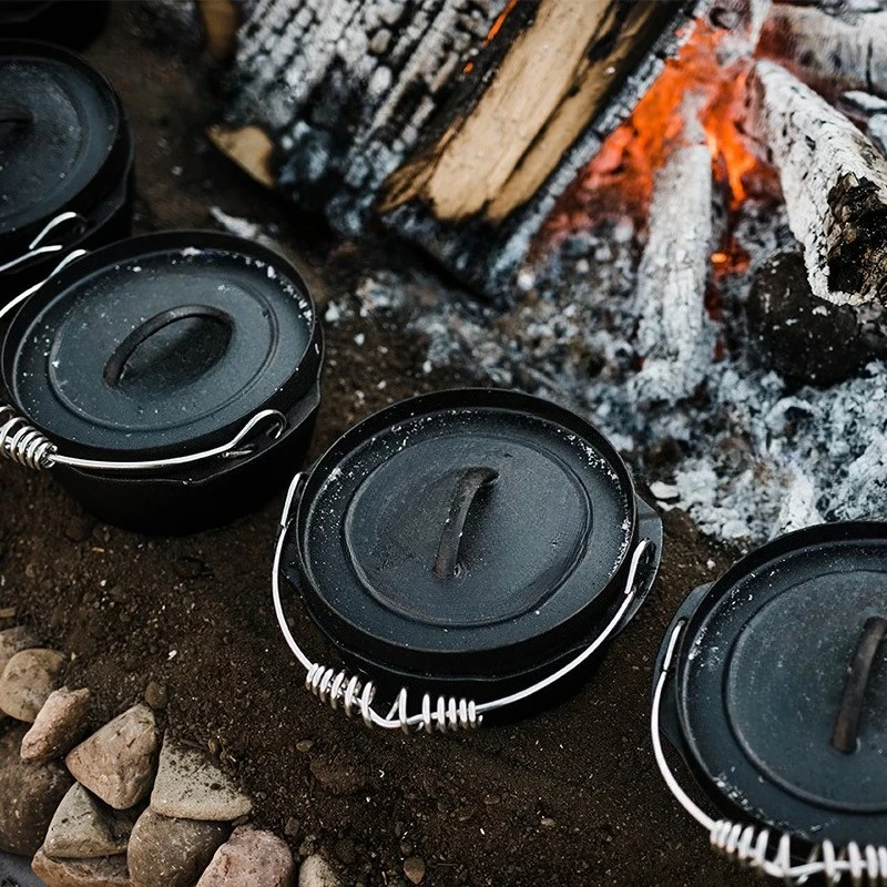 For Outdoor Pan Multi-Functional Camping Cast Iron Pot Cookware Outdoor Stew  Hanging