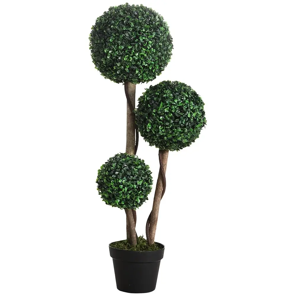 

Artificial Plant For Home Decor Indoor & Outdoor Fake Plants Artificial Tree In Pot, 3 Ball Boxwood Topiary Tree For Home