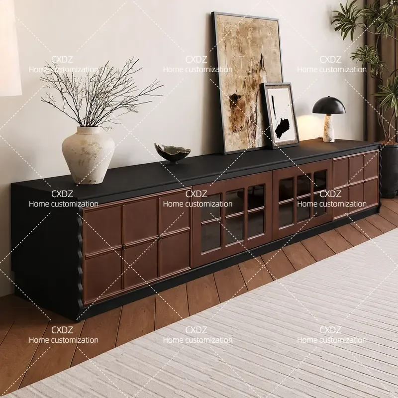2025 New Retro Solid Wood TV Cabinet Living Room Floor Standing Media Console with Coffee Table Combination Home Furniture
