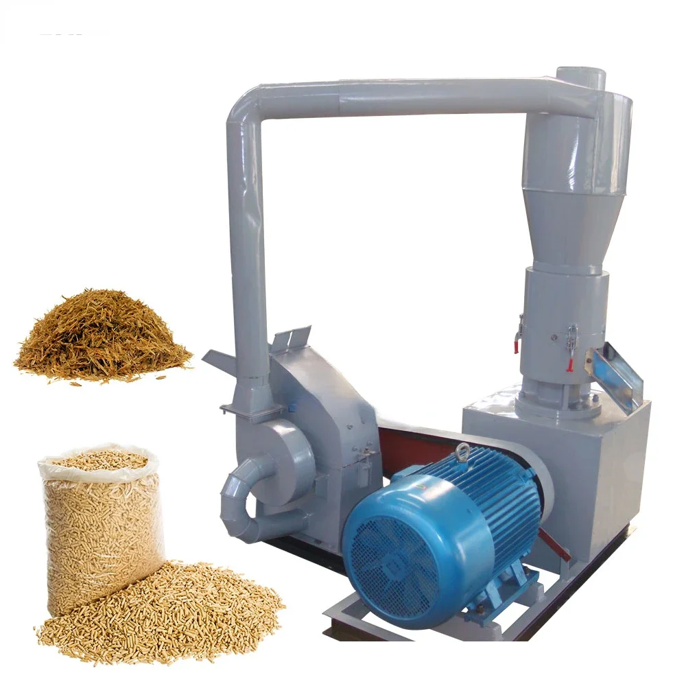 Tanie i dobre maszyny do pelletów z trawą, szprotami ryżowymi, ziarnem i drewnem o mocy 15 kW, automatyczne maszyny do kruszenia karmy dla zwierząt i kur.