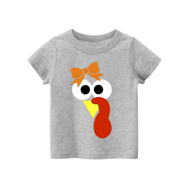 Turkey Face Boy or Girl Infant T-shirts Thanksgiving Baby Shirt Turkey Day Boys Clothes Fashion Cotton Tops Thanksgiving Day