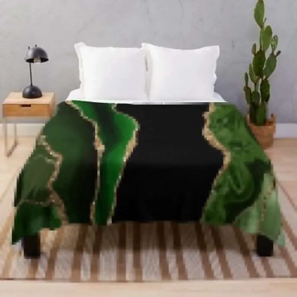 

Abstract Emerald Green & Gold Modern Geode Agate Design Throw Blanket Fashion Sofas Weighted Blankets For Sofas Kid'S Blankets