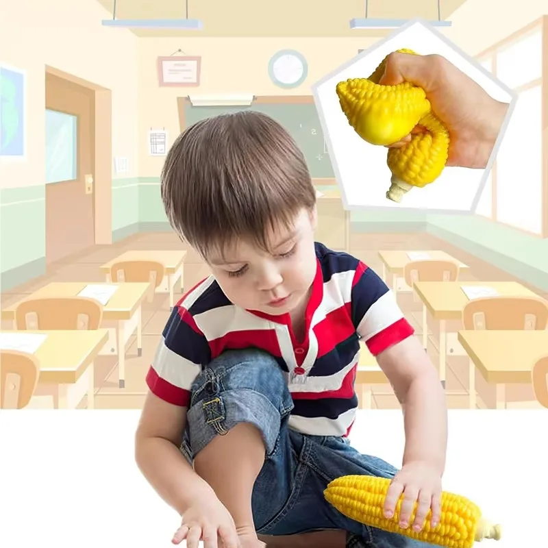 1 unidad de plátano para aliviar el estrés, simulación suave de fruta, naranja, maíz, juguetes para apretar, plátano elástico, juguetes novedosos, recuerdos de fiesta