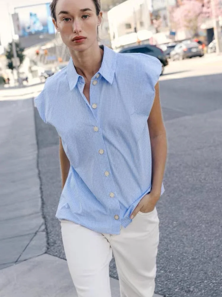 

Spring 2026 Casual Cotton Svel Plaid irt Women's Simple Sle Loose Fit Breathable Skin-friendly Turn-down Collar Blouse