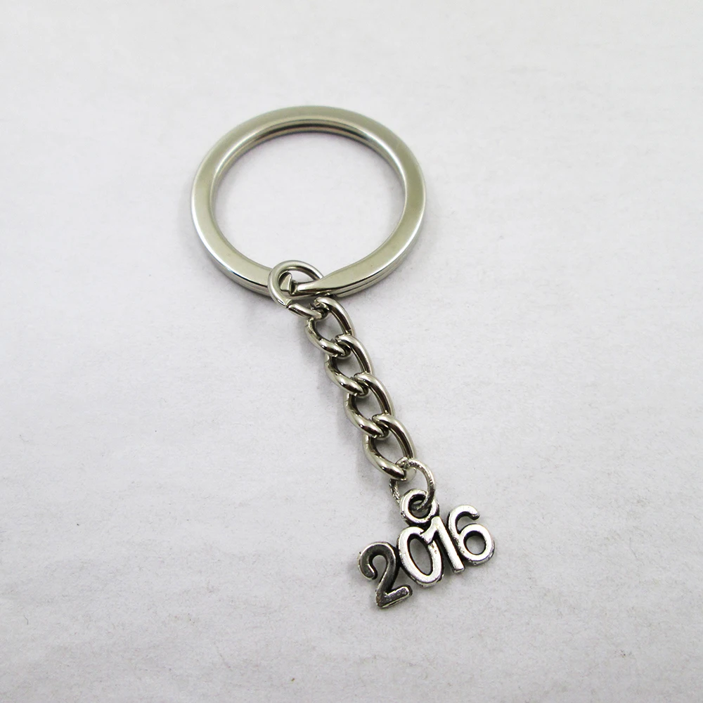 3pcs/lot Antique Silver Year 2016 13x9mm Charm Keyring Best frined,birthday  Present ,pendant Keychain