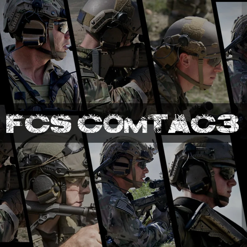 New Version FCS-Tactical Comtac III 3 Headset Noise Reduction Headphone Earmuffs Shooting Protector for Walkie-Talkie PTT Radio