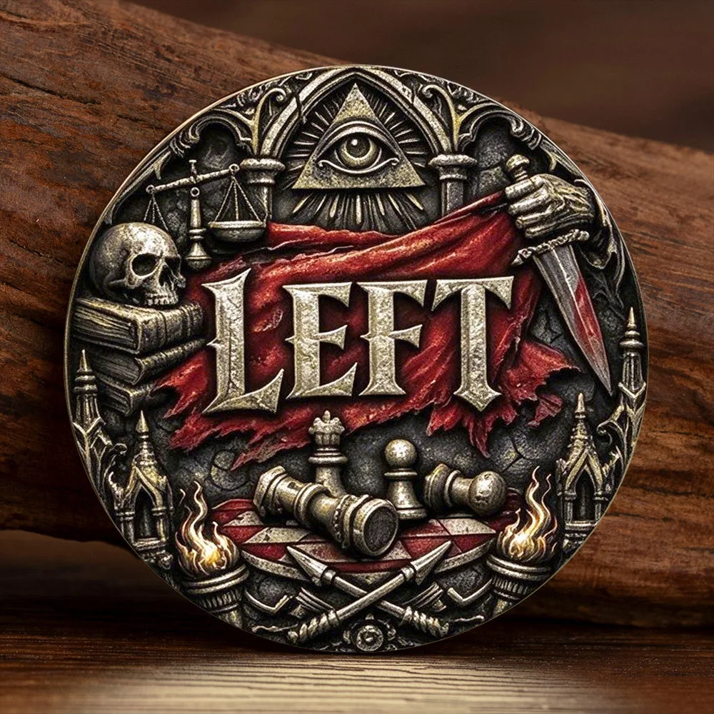 Gothic Left Right Silvery Plated Decision Coin All Seeing Eye Skull Poker Metal Challenge Coin Collectible Game Token Gift