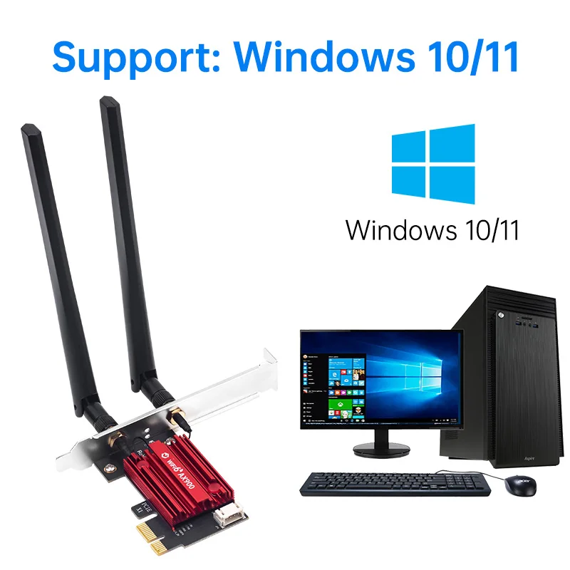 FENVI AX900 WiFi 6 PCI-E WLAN-Adapter Bluetooth 5.4 Dual-Band 2.4G/5GHz 900Mbps WiFi6 Netzwerkkarte für Desktop-PC Win 10/11 – Detail 4
