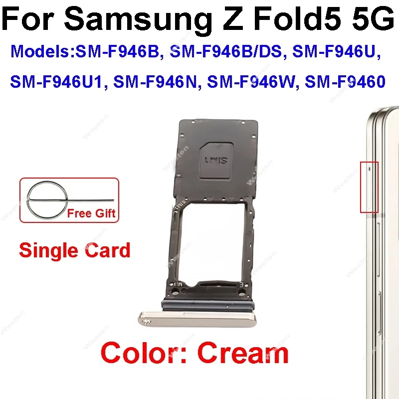 SIM Card Tray Holder For Samsung Galaxy Z Fold 5 6 Fold5 Fold6 F946 F956 Sim Reader Slot Socket Adapter Replacement Parts