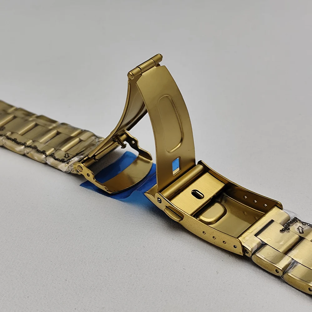 NH35 Gehäuse 42mm Herrenuhr Stahl-Gold-Gehäuse Passend für NH35 NH36 Uhrwerk und 22mm Armband Uhrenzubehör Saphirglas – Detail 8