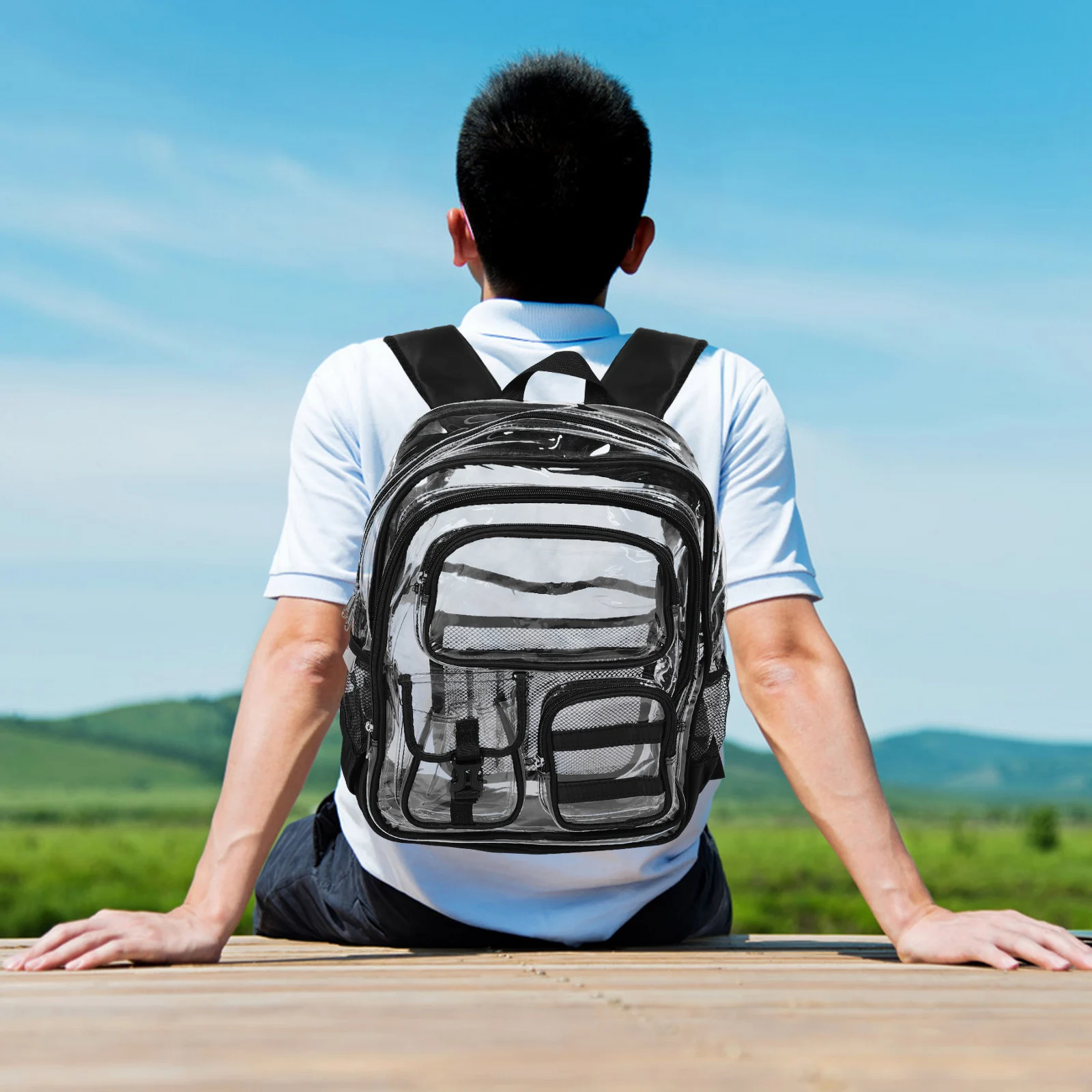 Durchsichtiger Mini-Rucksack, vom Stadion zugelassen, durchsichtige Tasche aus transparentem Kunststoff für Damen, perfekte Sportveranstaltungen, Konzerte