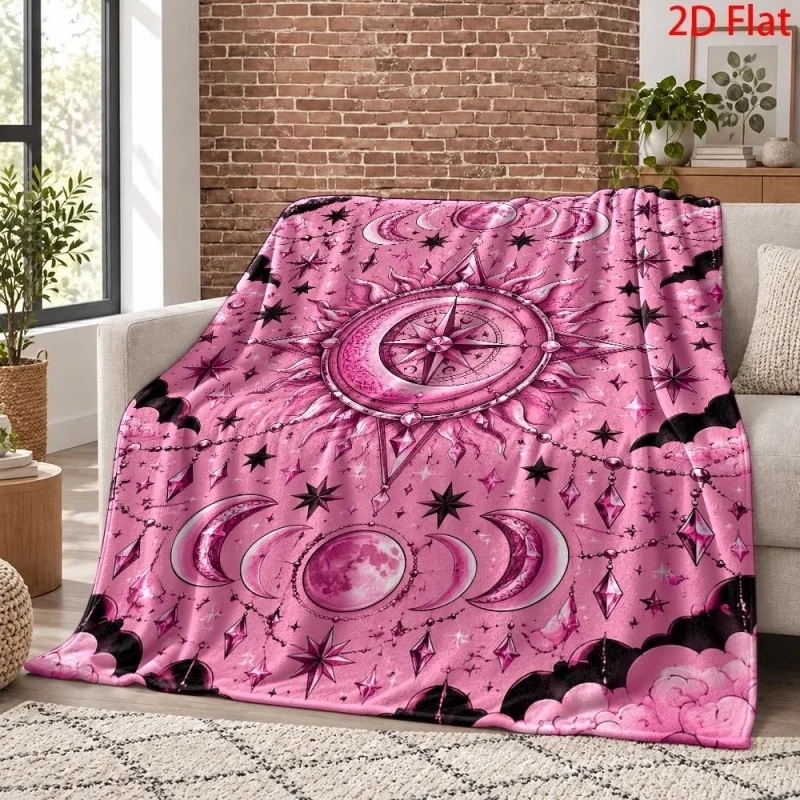 Pink Rose Skull Skeleton Floral Flannel Throw Blanket,Romantic Dark Gothic Art Print Soft Lightweight Plush Blanket