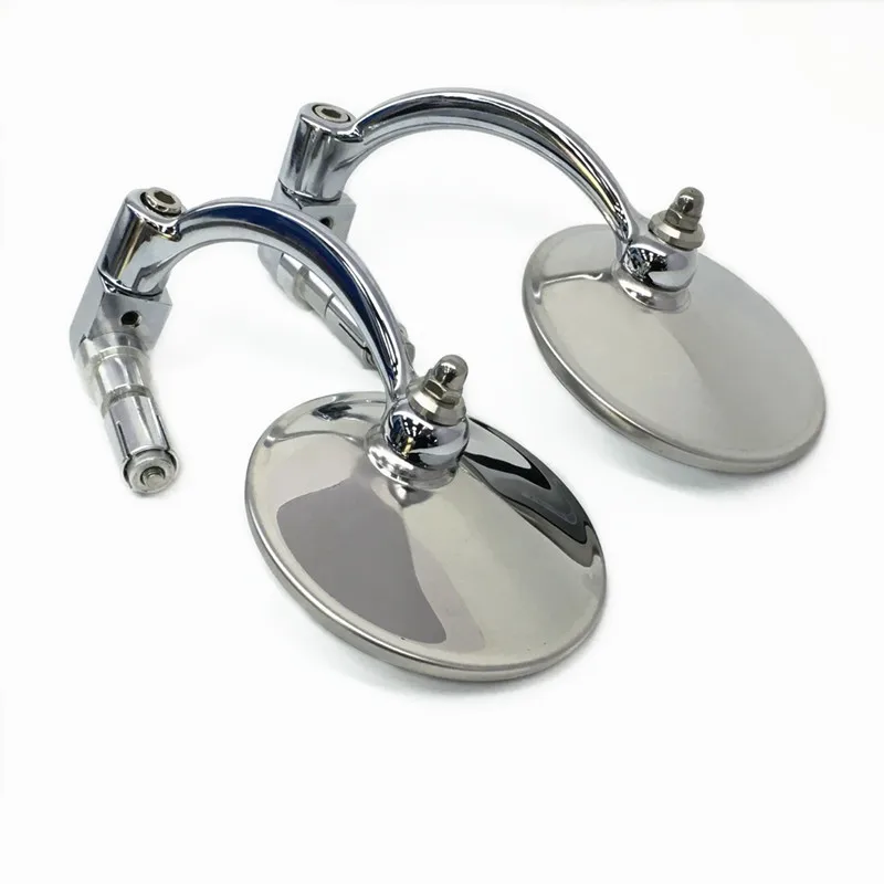 For Bent Rod Round Mirror Motorcycle Modified Rearview Mirror, Reflector, Large Displacement Sports Car Handle Mirror