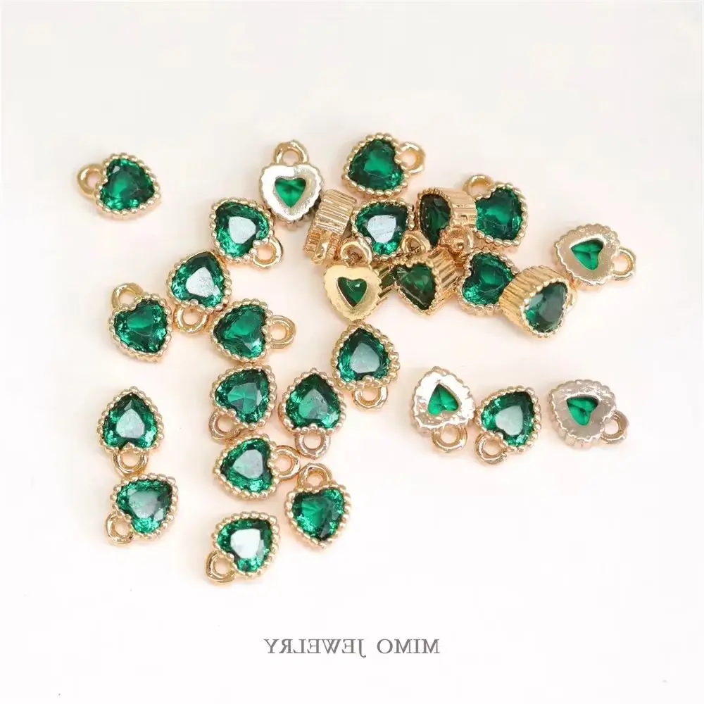

Color-preserving copper gold-plated micro-inlaid zircon mini color heart pendant pendant DIY handmade accessories