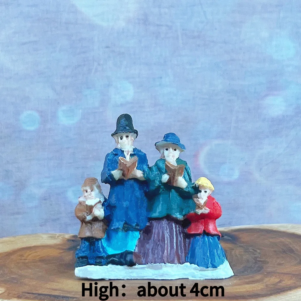 Victorian Christmas Caroler Resin Figurine Set, Vintage Holiday Desktop Ornament