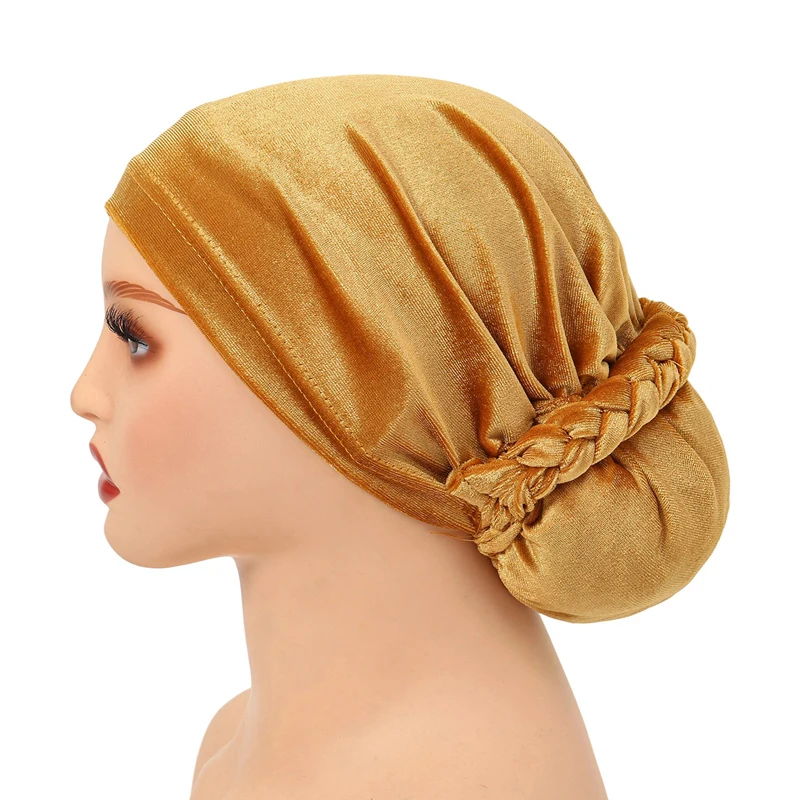 

Soft Elastic Velvet Instant Turban Inner Hijabs Caps Hat Muslim Fashion Women's Headscarf Solid Color Women Hijab Bonnet