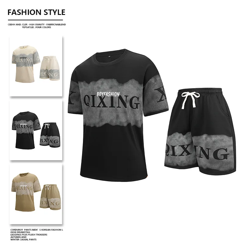 

Set Quality Summer Trendy Printed Set Men Man Clothes Men's Tracksuit Training Sets Sportswear Sport Shirts Suit Clothing Faller