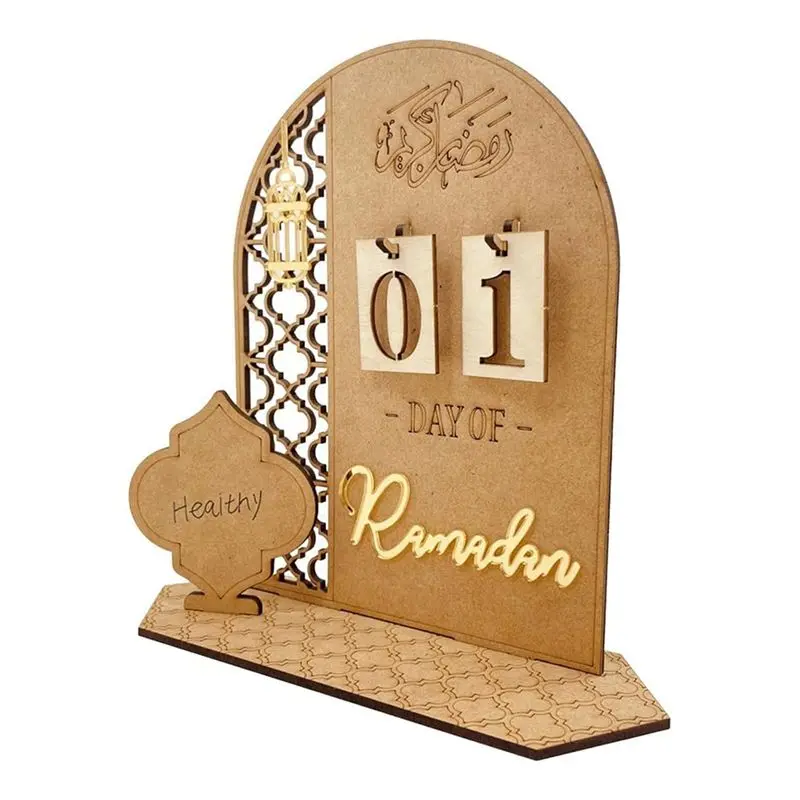 GTBL Wooden Ramadan Advent Calendar Decorations - Wooden Countdown Calendars Decorations 30 Days Eid Mubarak