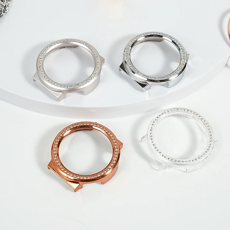 Capa de relógio de silicone para huawei gt4 gt5 pro 41 42mm caixa revestida de diamante prata rosa ouro luz das estrelas capa protetora transparente