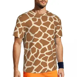 Gym T Shirt For Men Giraffe Animal Print T-Shirts Trending Animal Spots Summer Tees O Neck Y2K Classic Graphic Clothes Plus Size