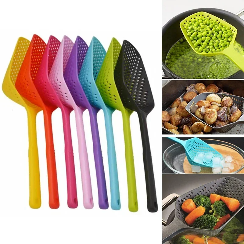 Plastic Kitchen Tools Ice Scoop, Water Trap, Ledge Leaky Spoon, Cooking Spatula, Strainer, Gadgets, Accessories