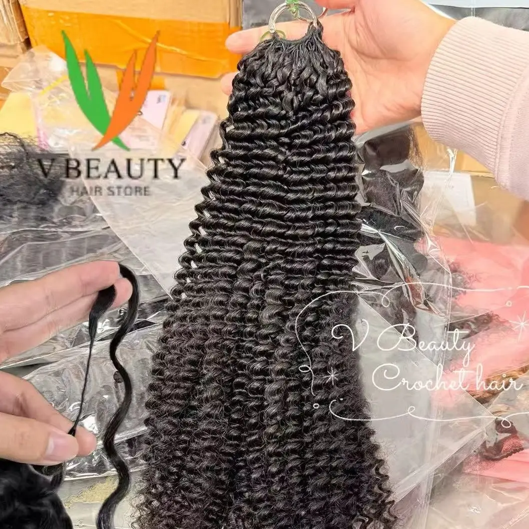 

Crochet Human Hair Bundles Pre-Separated Kinky Curly Deep Wave Hair Extension Braiding hair for Bohemian Women