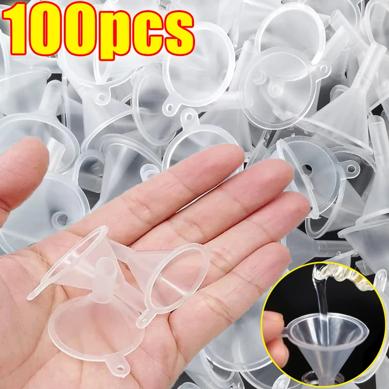 1/20PCS Mini Plastic Funnel Clear Small Mouth Liquid Oil Funnels Home Cosmetic Liquid Dispenser Kitchen Multifunction Gadgets