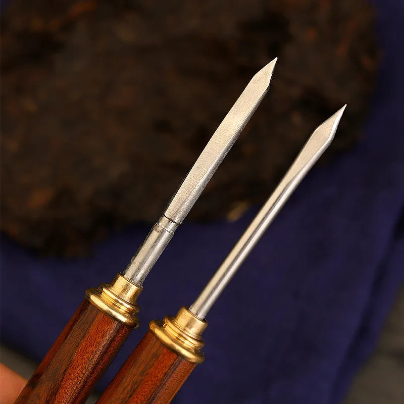 Pear Ebony Wood Handle Professional Tool Stainless Steel Cone Needle Tea Puerh Brick Tea Needle Tea Knife