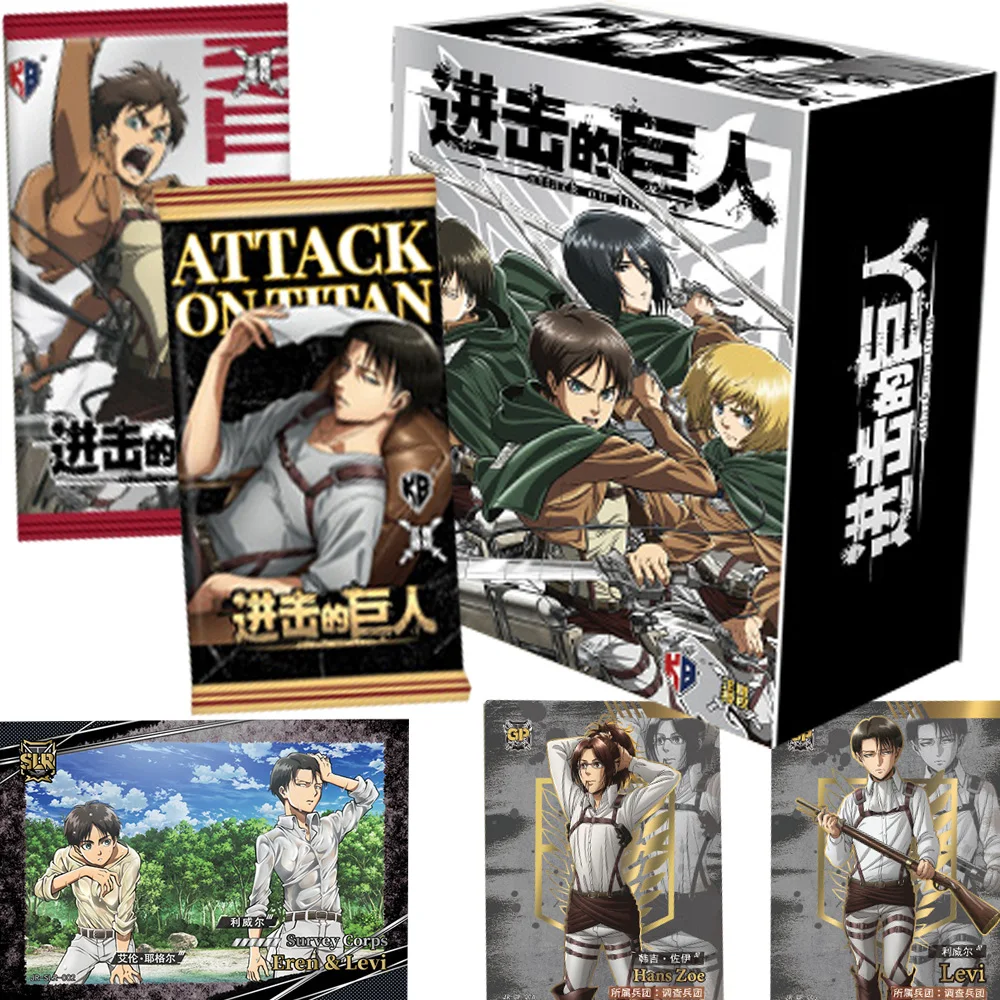 Tarjetas de colección originales de ataque a los Titanes para niños, Levi Ackerman, Eren Jaeger, excelente alineación, combinación de tarjetas, juguetes, regalos