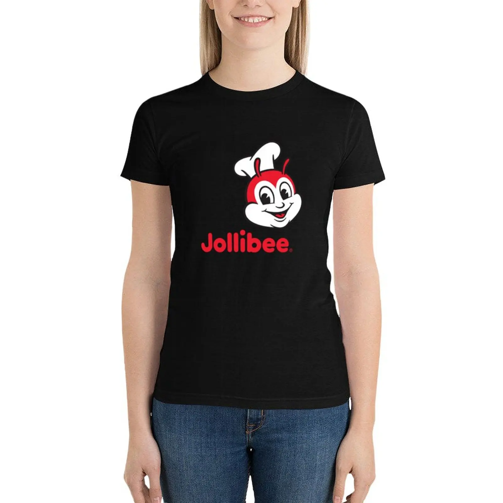 Jollibee-camiseta manga curta para mulheres, tops femininos, camisetas clássicas