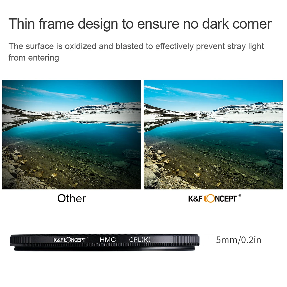 K&F Concept CPL Camera Lens Filter Ultra Slim Optics Multi Coated Circular Polarizer 49mm 52mm 55mm 58mm 62mm 67mm 77mm 82mm