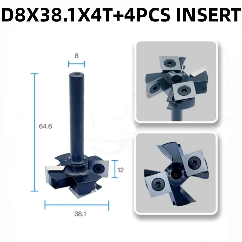 Dreanique 2-Flute Wood Planer Bit 38.1mm 45mm Cutting Diameter 8 12 mm Shank Spoilboard Surfacing Router Bit Insert Carbide Slab