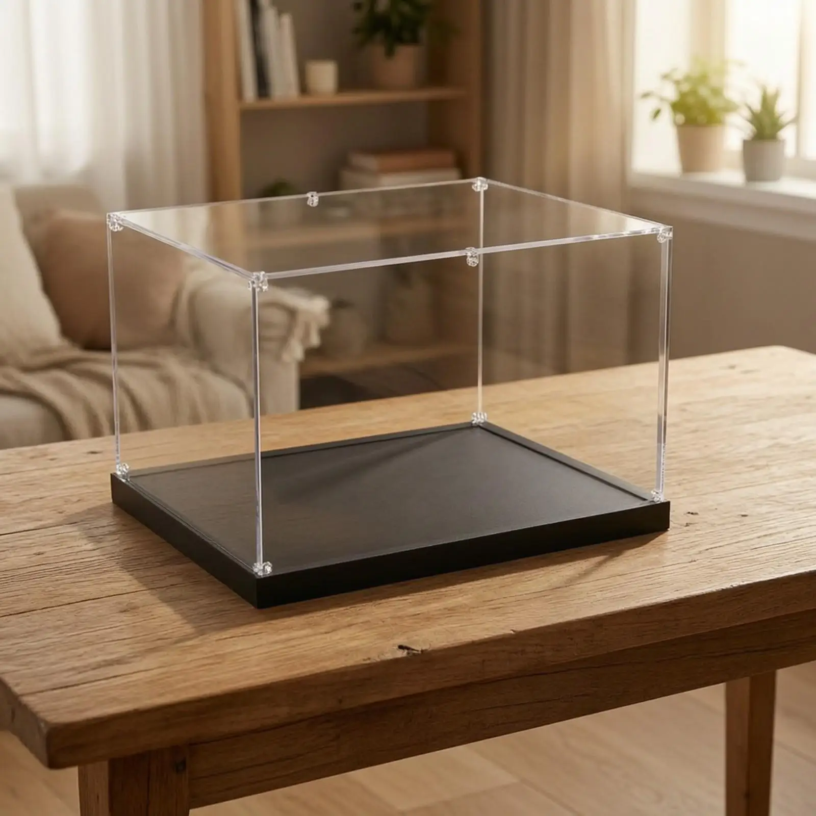 Raised Base Acrylic Display Case Clear Showcase Box for Collectible Models Desk Shelf Dustproof Hobby Room Display