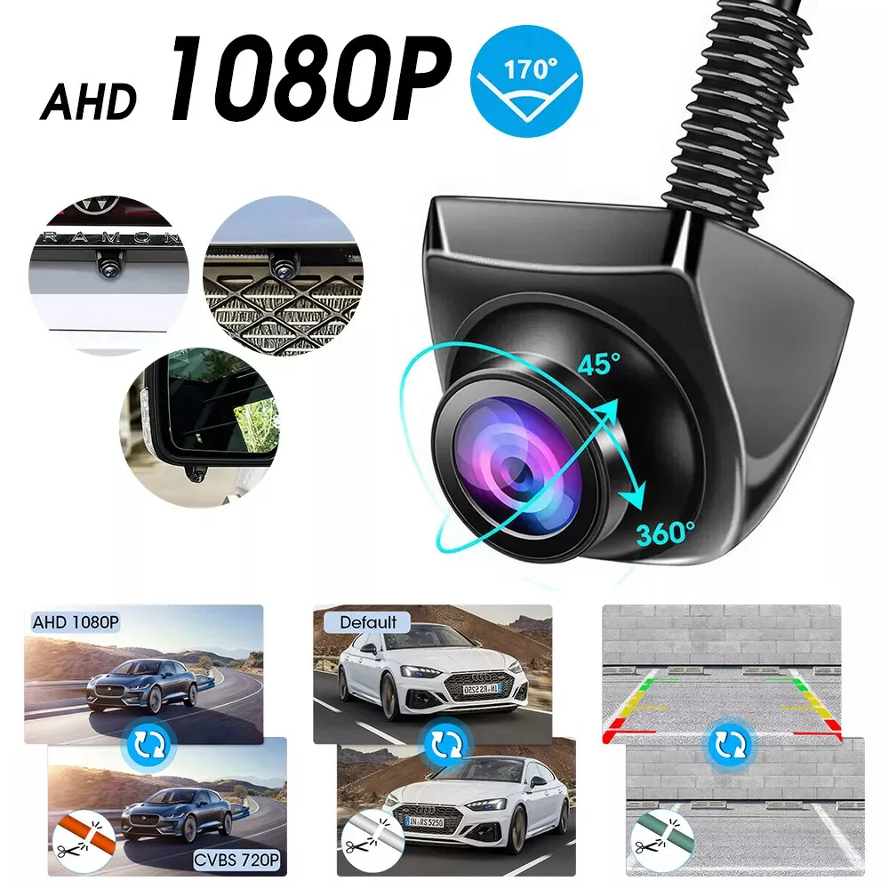 Auto-Rückfahrkamera CVBS AHD 1080P Full HD Rückfahrkamera 170 °   Weitwinkel-Nachtsichtkamera mit Fischaugenobjektiv für das Auto