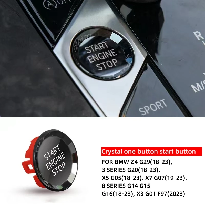 

For BMW Z4 G29 G20 X5 G05 X7 G07 G14 G15 G16 X3 G01 F97 Crystal Car Engine Start Button Ignition Cover Stop Switch Accessories