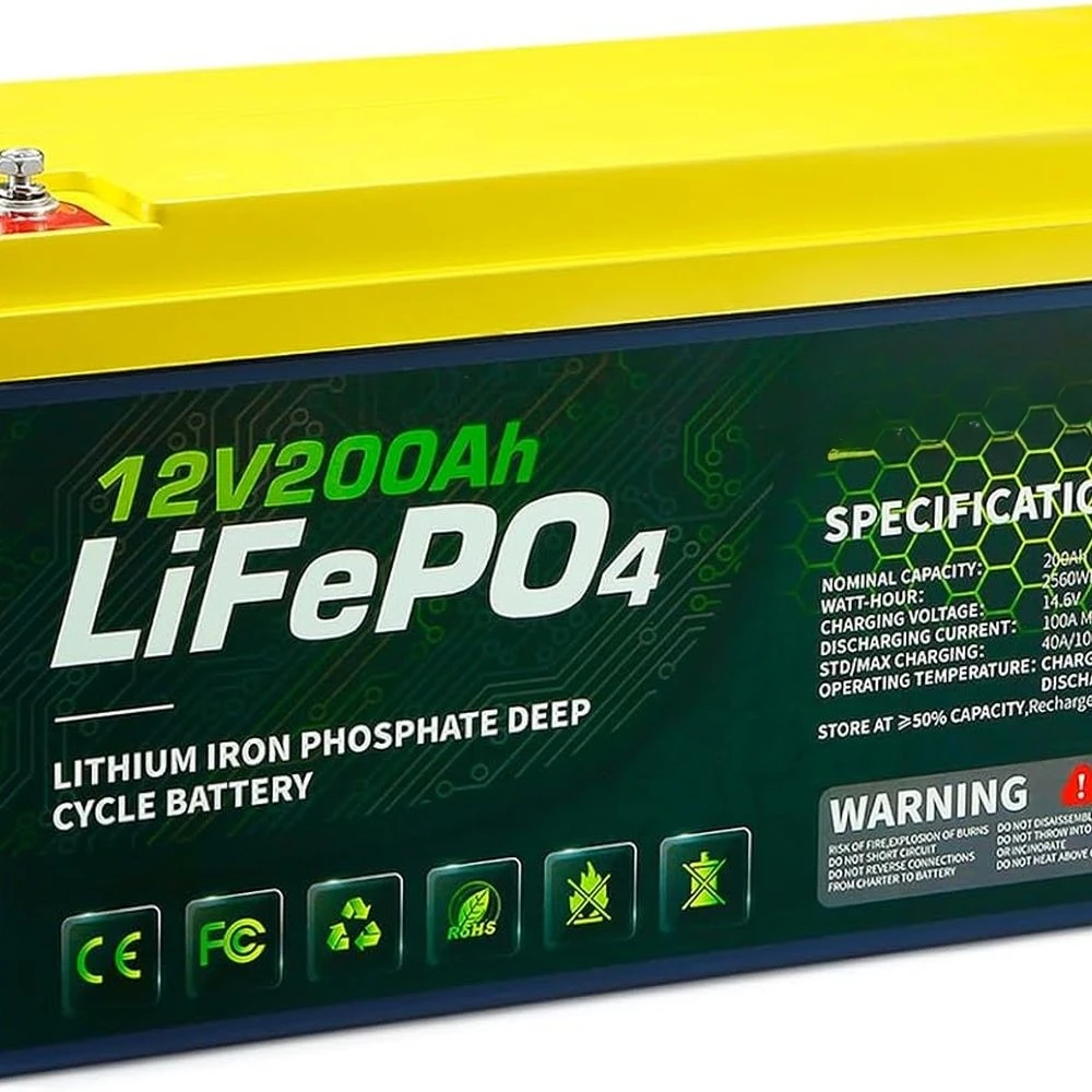 

12V 200AH LiFePO4 Lithium RV Battery, Perfect for Solar System, Marine, 2560Wh 5000+ Deep Cycles, Built in BMS with 10 Yrs Lifes