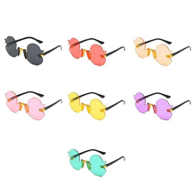 Fashion Children Sunglasses Kids Rimless Cartoon Duck Shape Shades Child Party Decorative Glasses UV400 Protection Eyeglasses