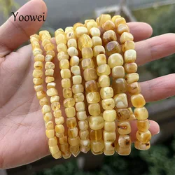 2pcs/lot 100% Natural Amber Bracelet for Diy Genuine Stone Original Irregular Square Beads Honey Plant White New Healing Jewelry
