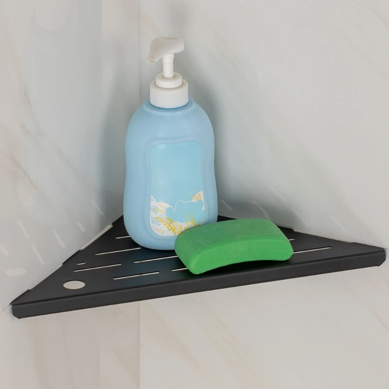 

1/2Pc 10 Inch Steel Shower Corner Shelf With Blade Hole Not Drill Bathroom Organiser Simple Installation for Tile Wall D2RD