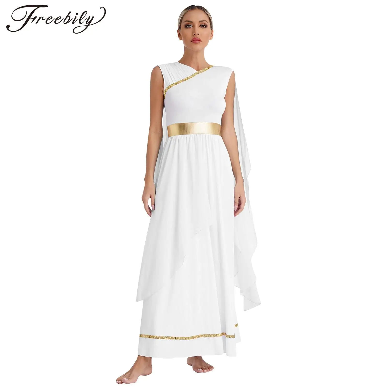 

Womens Ancient Greek Mythology God Costume Egyptian Roman Grecian Princess Toga Dress Halloween Carnival Cosplay Costumes