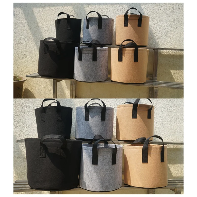 ABUL-헤비 듀티 원단 화분, 야채, 꽃, 식물 재배 가방, 손잡이가 달린 두꺼운 부직포 원단 화분 (5 갤런)