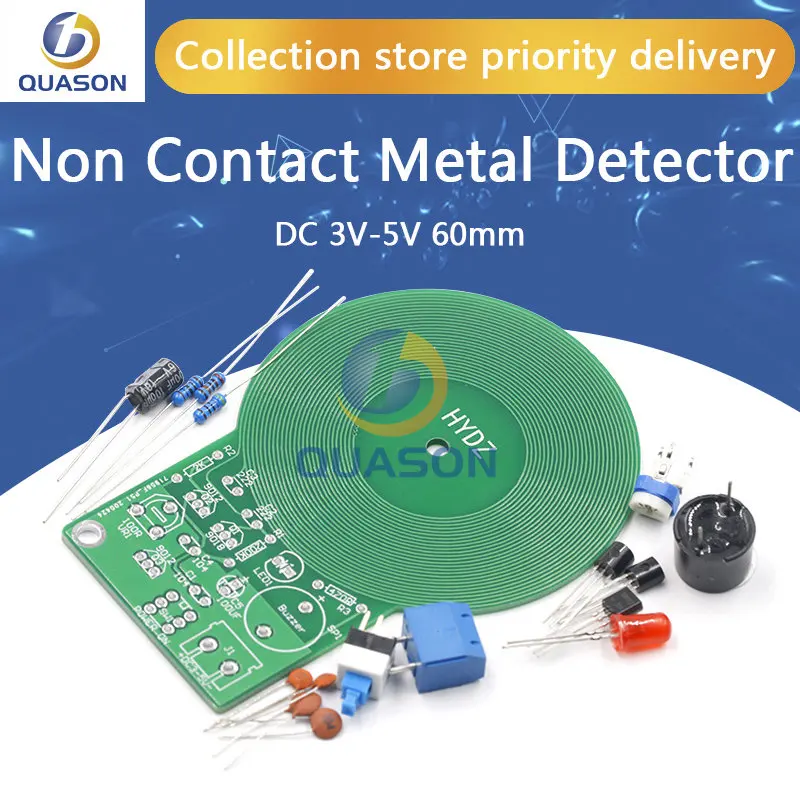 Metal Detector Electronic DC 3V-5V 60mm Non-contact Sensor Board Module Electronic Part Metal Detector With Battery Case DIY Kit