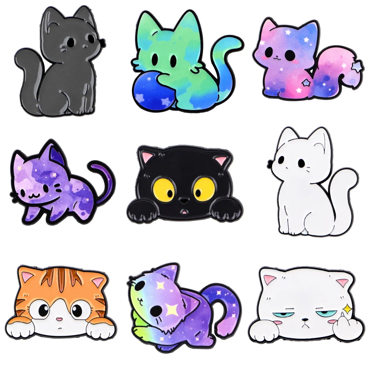 Regenbogen Katze Emaille Pin Cartoon Schwarze Katzen Brosche Für Mantel Niedliche Tiere Broschen Mode Revers Abzeichen Schmuck Geschenk für Freunde