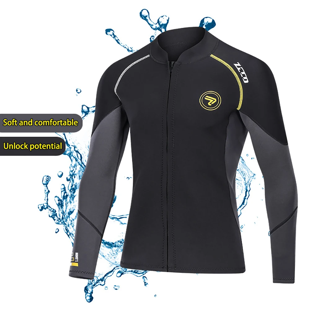 

1.5MM Men Women Wetsuit Jackets Neoprene Scuba Diving Tops Suit Front Zipper Spearfishing Swimwear Kayak Surfing Swimsuit