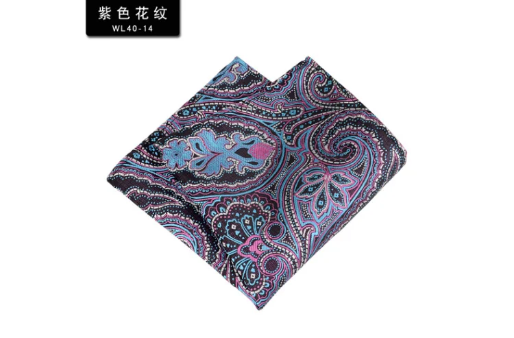24cm Formal Paisley Pocket Square Mens Polyester Black Red Handkercheif Wedding Party Tuxedo Accessories Elegant Hanky Cravat