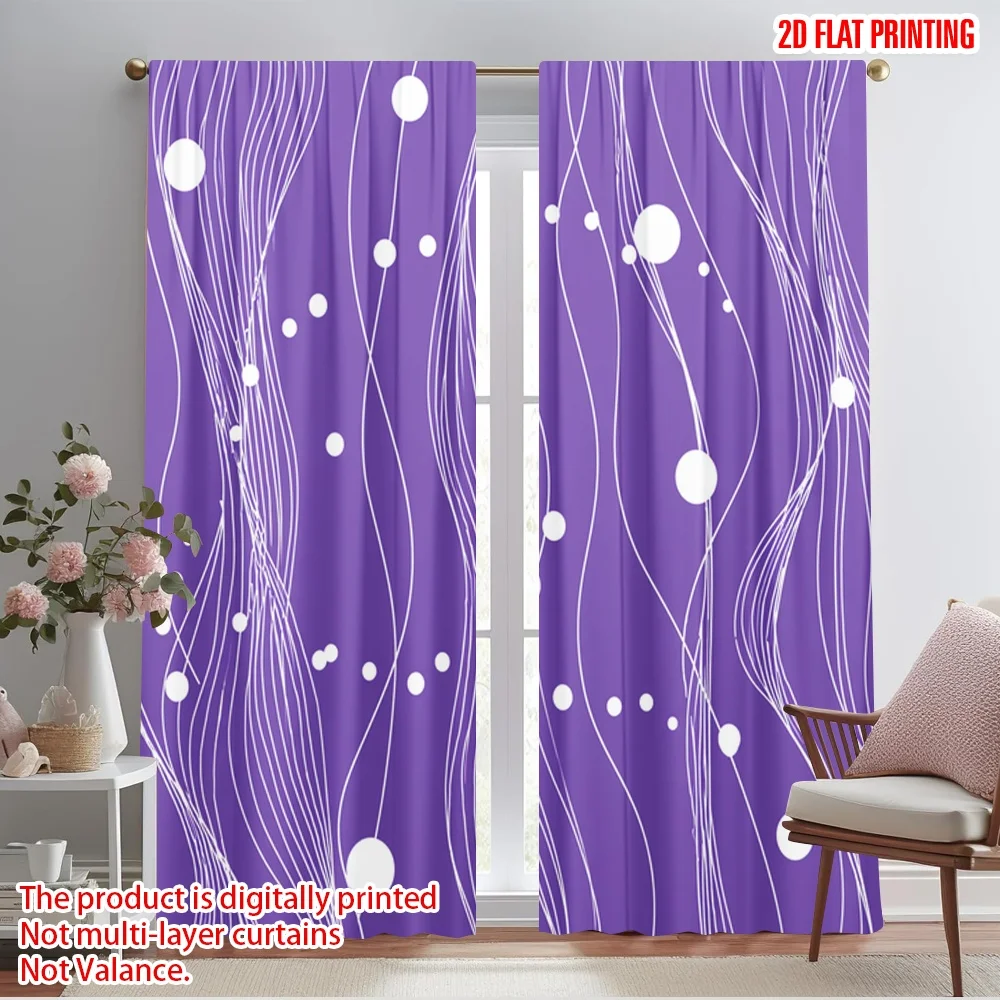 2pcs,2D plane printing Contemporary Curtains Flowing Lines and Dots Versatile Durable Polyester (without rod) All Seasons Ldeal