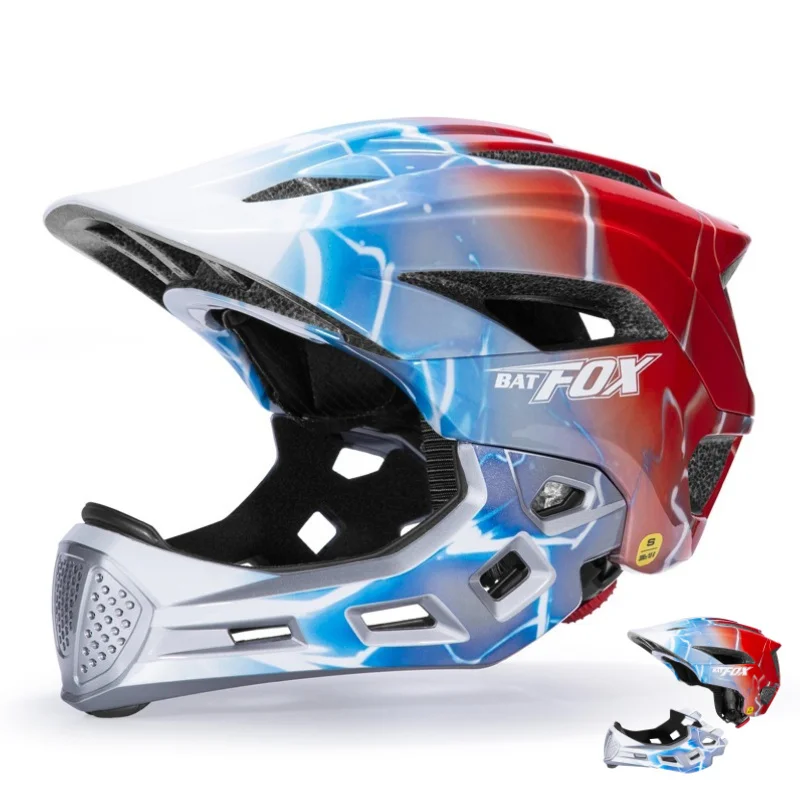 

Детский шлем BATFOX, анфас, Mtb велосипедный шлем, детский велосипедный шлем для девочек и мальчиков, съемный мультиспортивный шлем BMX для скоростного спуска