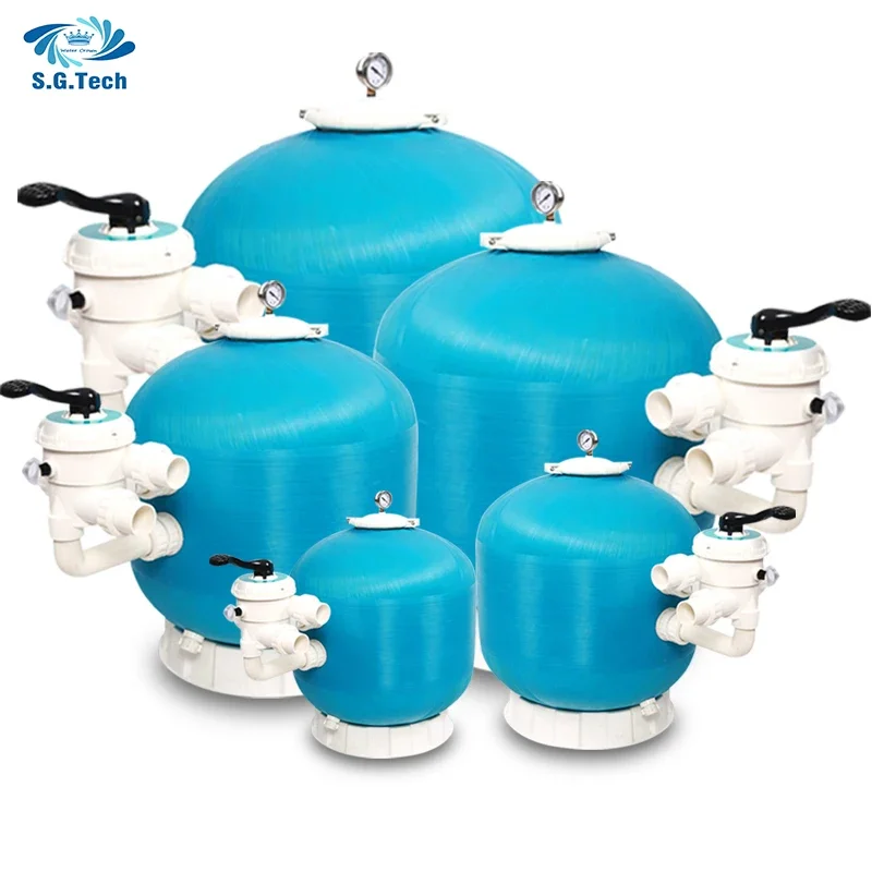 Glass filter fiber industrial/domestic swimming pool mortar filter custom top/side mounted pool sand filter