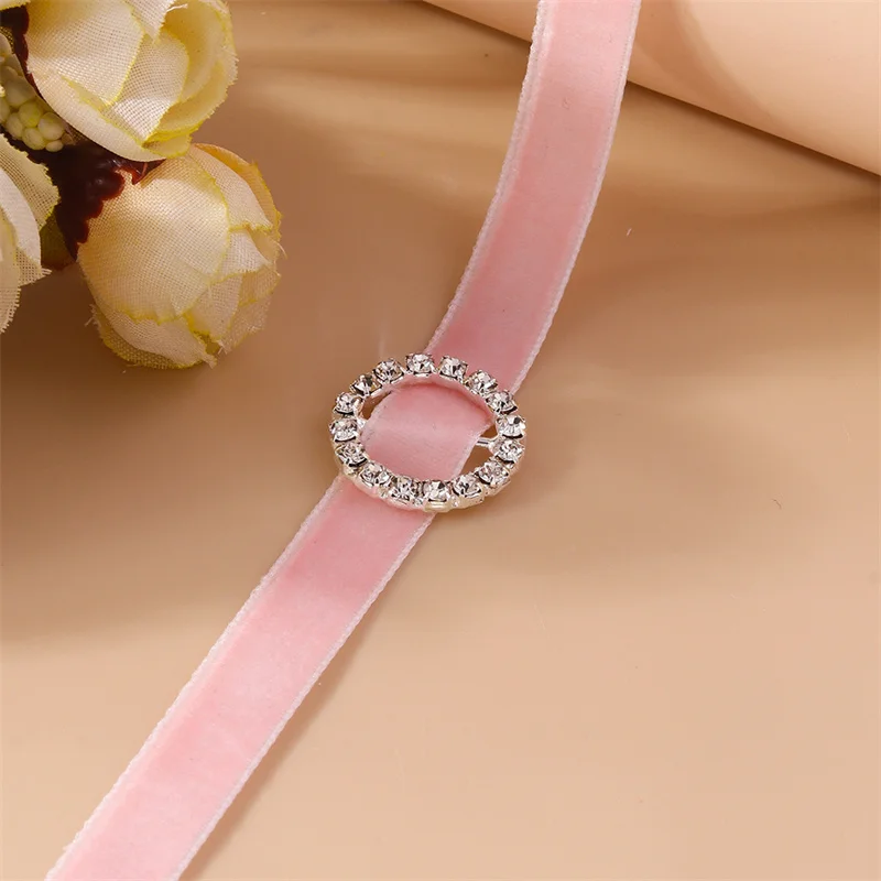Aihua Sexy Rot Samt Choker Halsketten für Frauen Runde Quadrat Dreieck Kristall Halskette Hochzeit Schmuck Hals Kragen – Detail 6