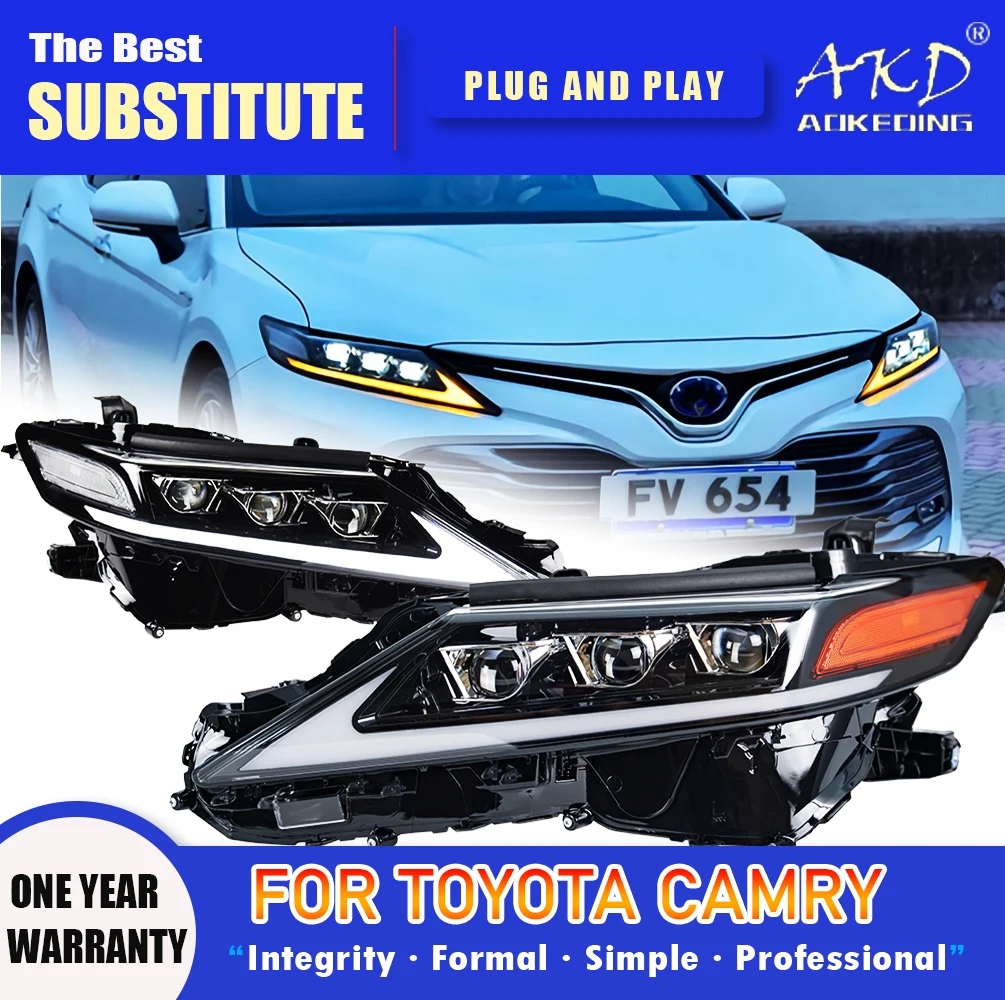 Reflektor AKD do Toyoty Camry Reflektor LED 2018-2022 Reflektory Camry DRL Kierunkowskaz Światła drogowe Soczewka projektora Angel Eye